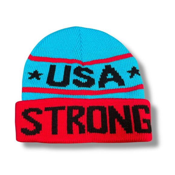 Boston Blue Beanie Hat USA Strong Skull Cap Knit MA Patriotic Toboggan Lot of 2 - Picture 9 of 10